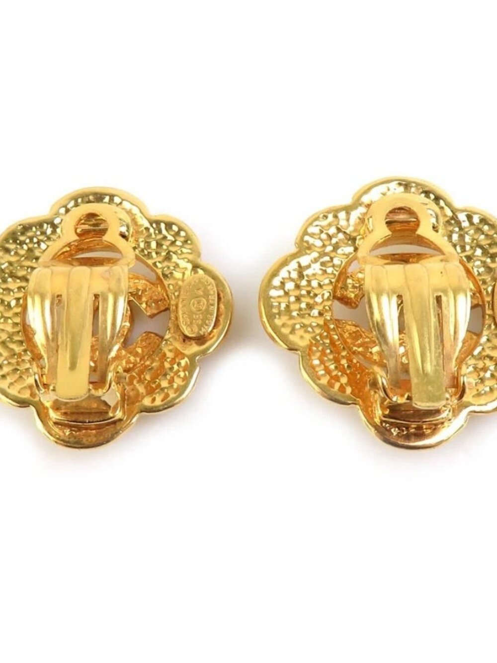 Auth CHANEL Vintage CC Logo Clip on Earrings Gold Metal - Picture 5 of 8